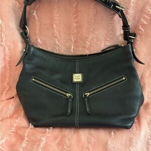 Dooney & Bourke Black Hobo Bag with Gold Accents
